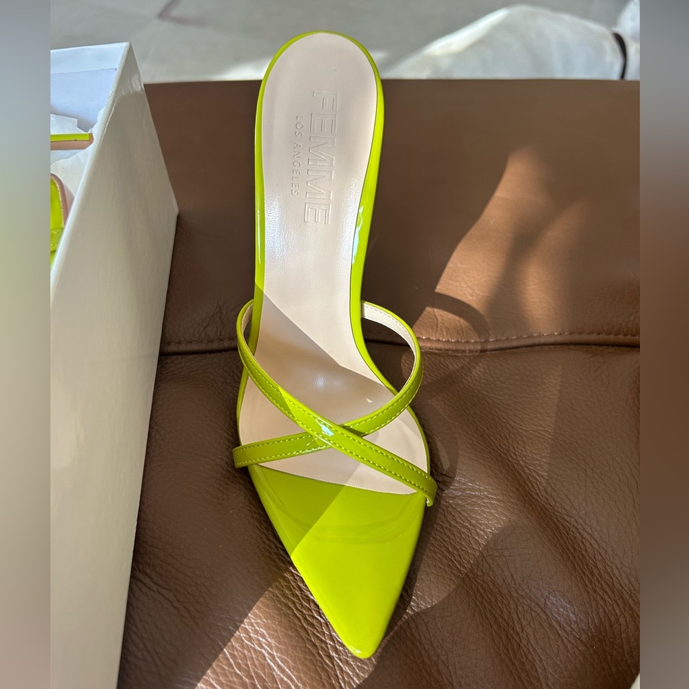 Femme LA Donatella Mule - Lime new with Box